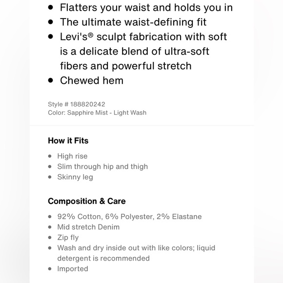 Leviβs high rise skinny Jean - perfect condition! Size 721 - size 26 - Picture 3 of 8